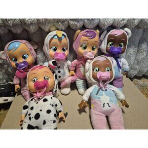 Lot Of 6 Cry Babies Tiny Cuddles dolls With Pacis Christmas Valentines Easter